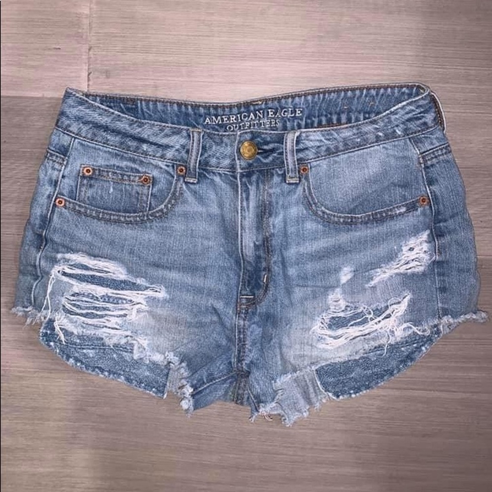 american eagle high rise festival shorts